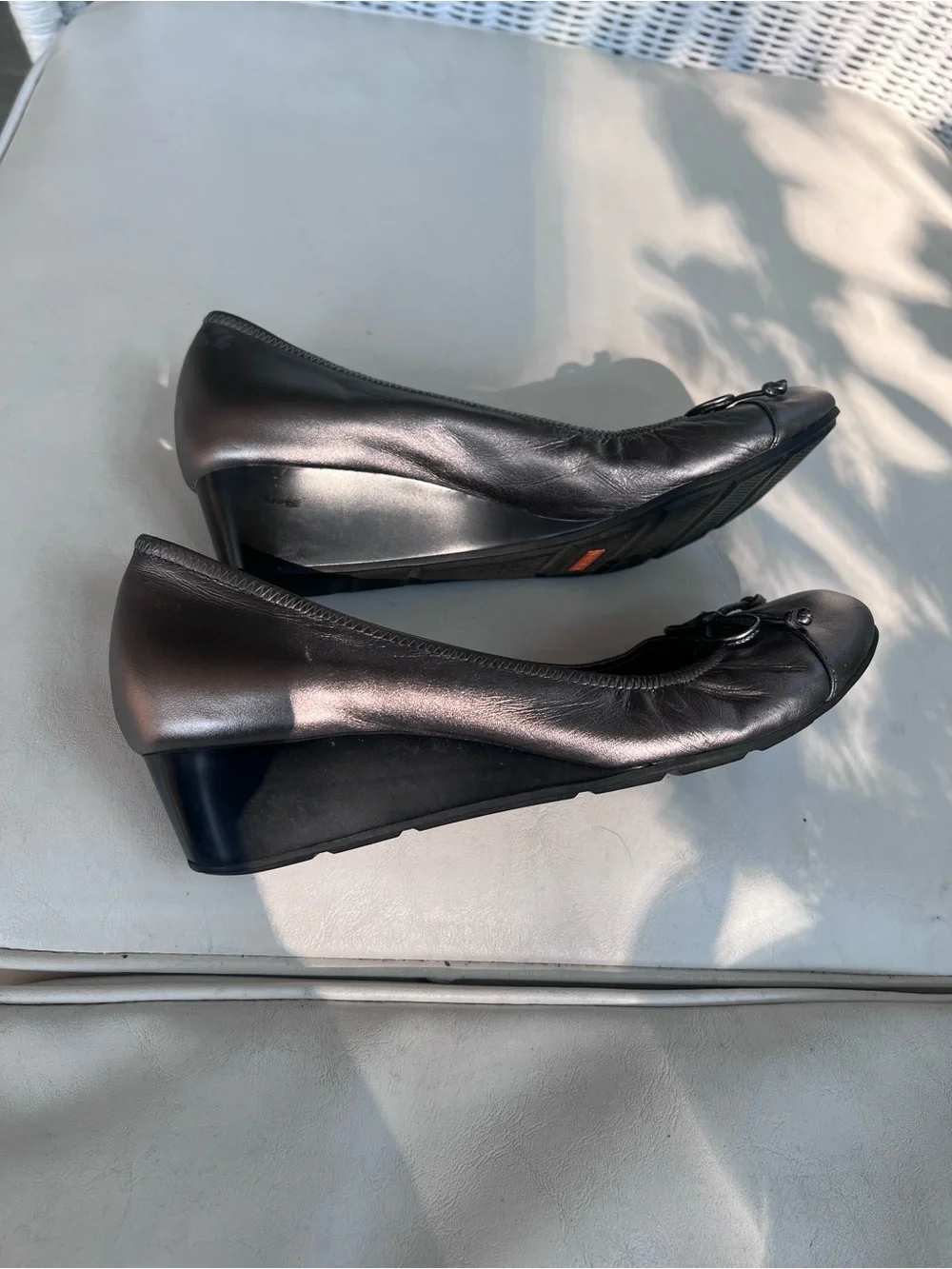 Cole Haan Nike Air Metallic Charcoal Ballet Flats with Bow